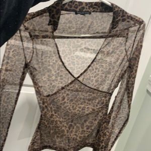 Sheer leopard blouse